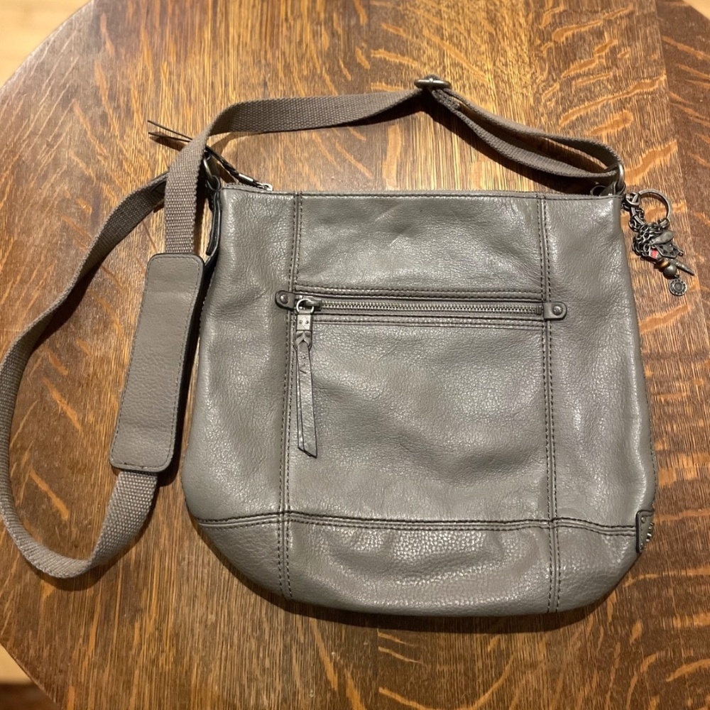 The Sak Gray Leather Crossbody Bag